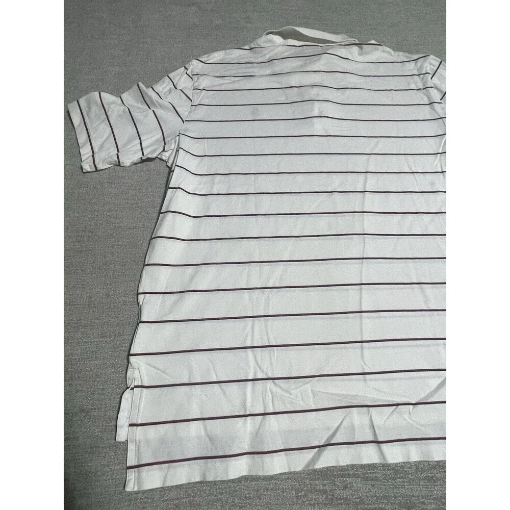 Polo Ralph Lauren Polo Shirt Men’s Large White Striped Ahoet Sleeve Golf Fit